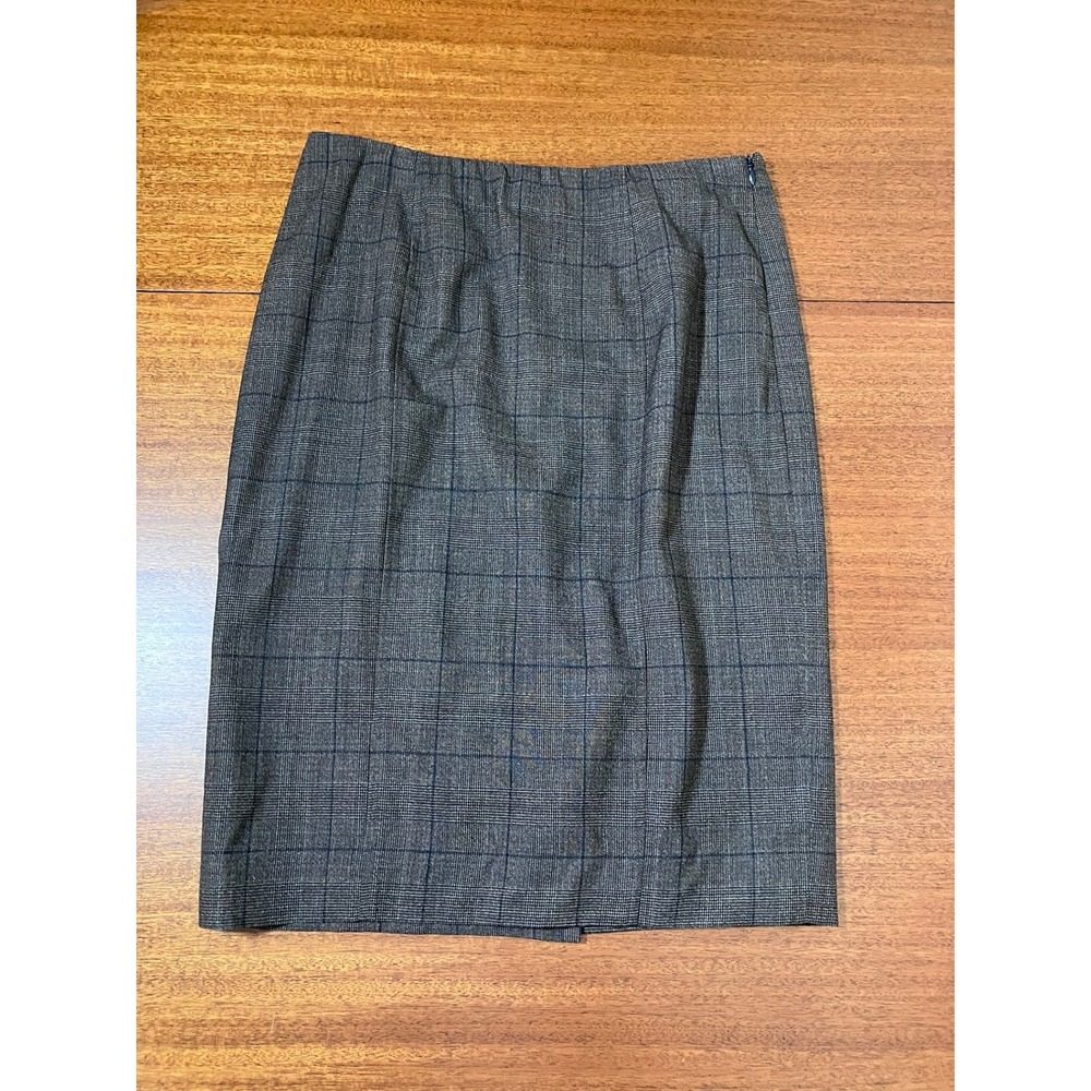 Brooks Brothers Loro Piana Mooving Wool Plaid Pencil Skirt Brown Size 8 Academic